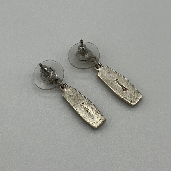 Sterling Silver Earrings with Opal Stone Design - Picture 4 of 4